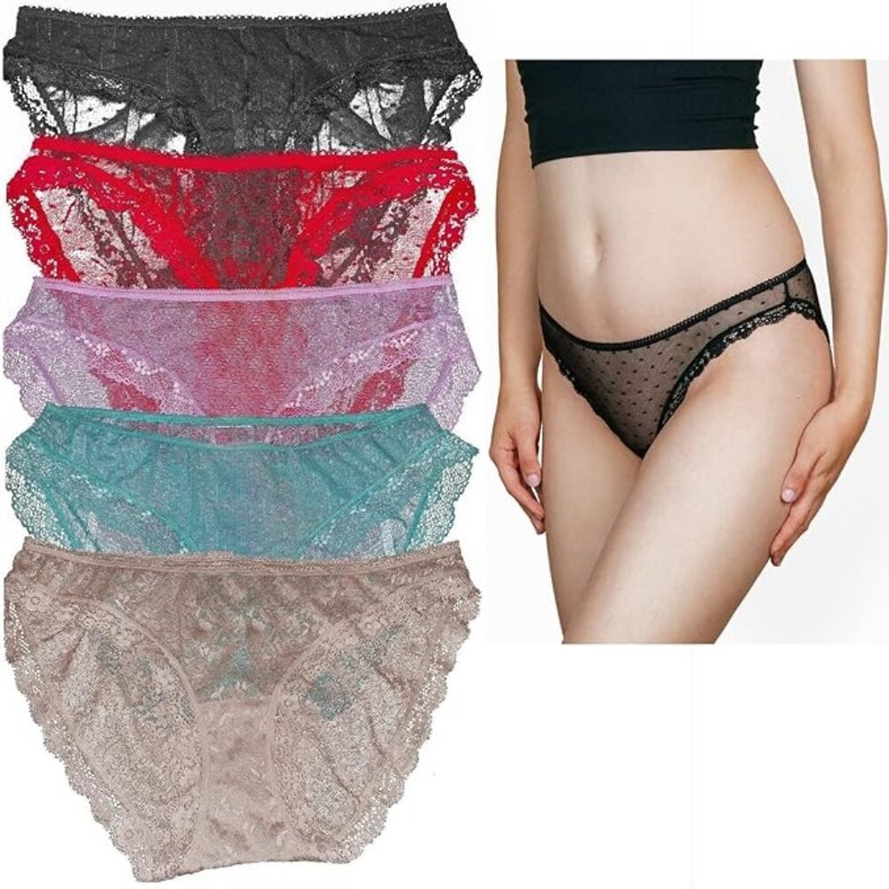 New 5-Pack Lace Panties - Multi-Colored - (S-XL)